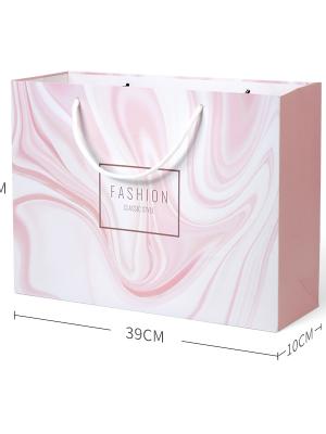 Pink Water Ripple White Cardboard Paper Bag