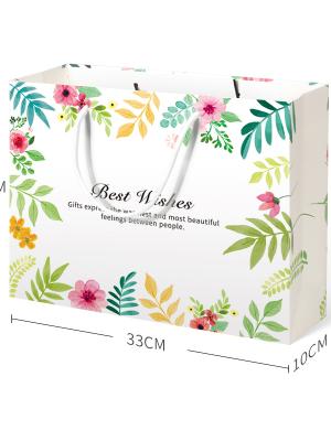 Birds And Flowers Scented White Cardboard Paper Bag