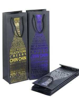 Luxury Gold-stamped Black Wine Bag