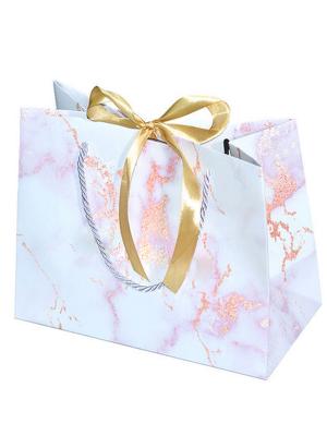 Custom Marble Pattern Bow Gift Paper Bag